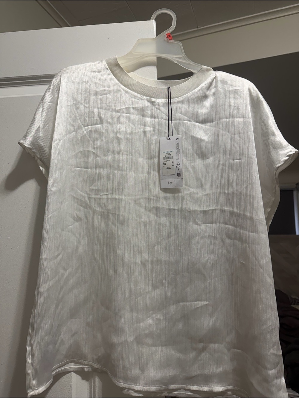 Primark White Women's Short Sleeve Ribbed Top